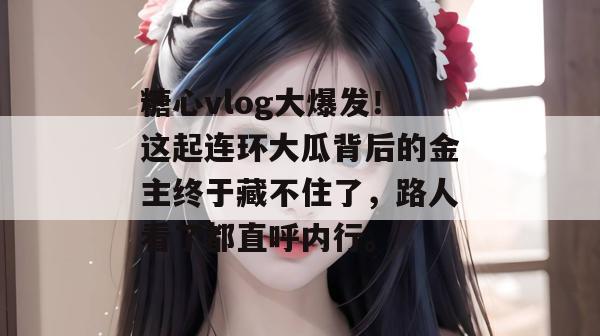 糖心vlog大爆发！这起连环大瓜背后的金主终于藏不住了，路人看了都直呼内行。